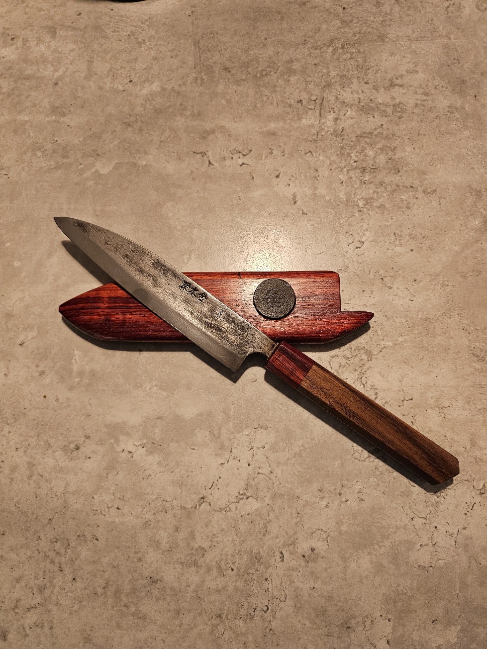🔪 Renoverad japansk kniv – Padouk & Tigerwood